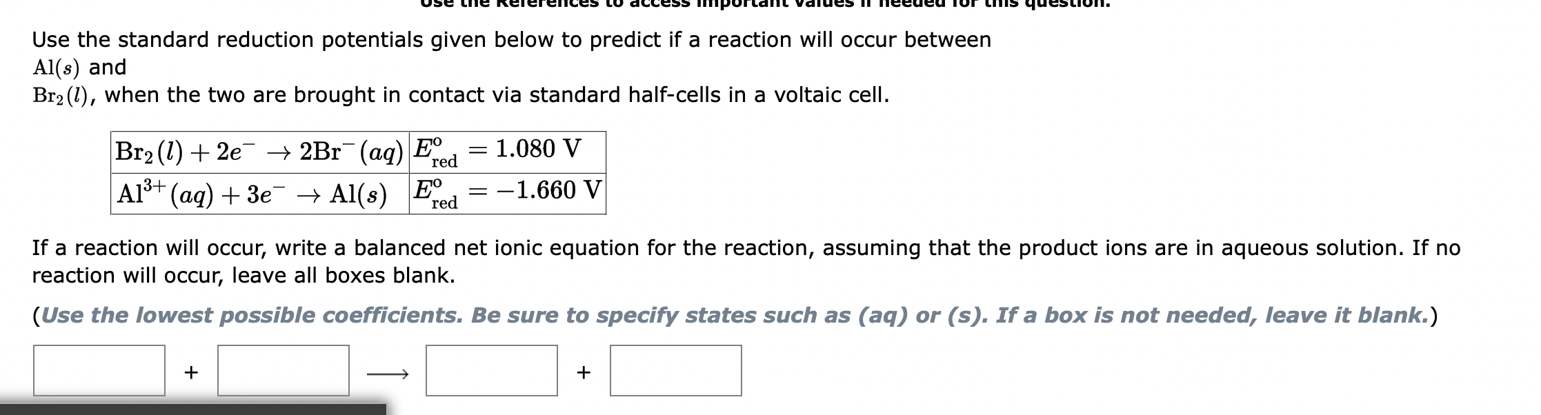 Use The Standard Reduction Potentials Given Below To Predict If A Reaction Will Occur When Mn Metal Is Put Into A 1 M Aq 2