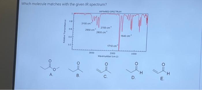 Which Molecule Matches With The Given Ir Spectrum A 0 8 06 B My 3100 Cm 2950 Cm Infrared Spectrum 3000 2700 Cm 2800 C 1