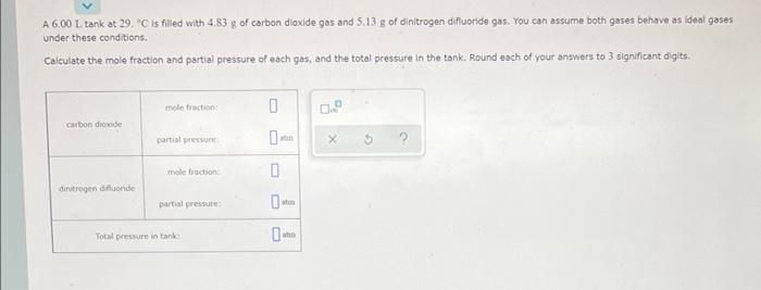 A 6 00 L Tank At 29 C Is Filled With 4 83 G Of Carbon Dioxide Gas And 5 13 G Of Dinitrogen Difluoride Gas You Can Ass 1