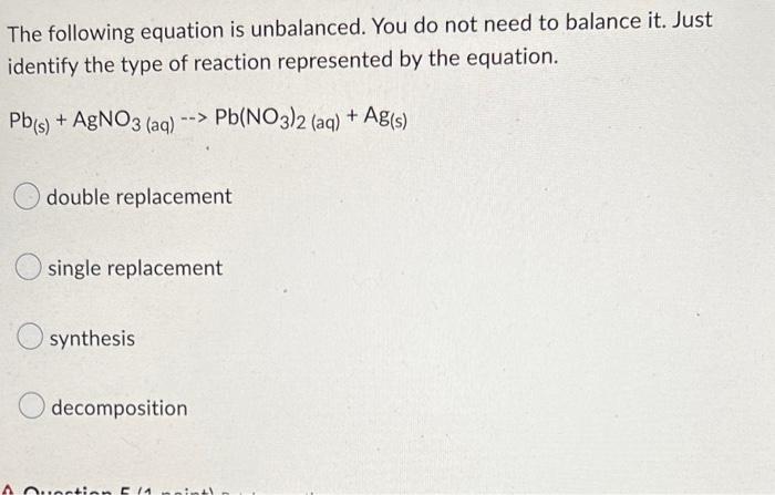 Classify The Following Reaction More Than One Answer May Apply Kci Aq Agno3 Aq Agcl S Kno3 Aq Single Re 3