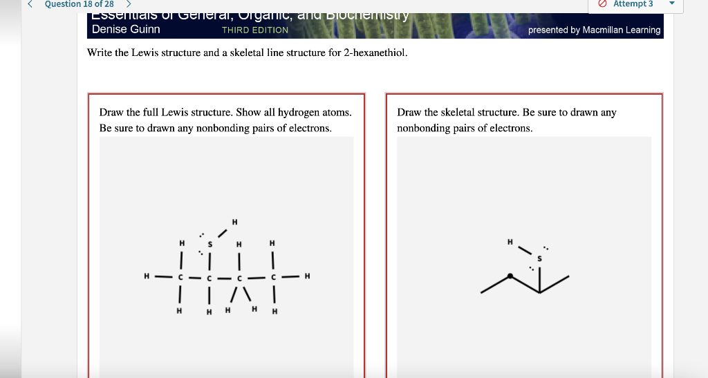 Question 18 Of 28 Essentials Of General Organic And Biochemistry Denise Guinn Third Edition Write The Lewis Structure 1
