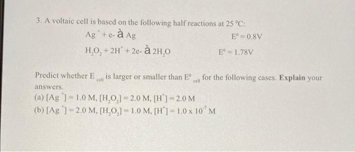 4 For A Voltaic Cell Based On The Following Half Reactions At 25 C Pb 2 2e A Pb 2 Zn 2e A Zn E 0 13 V Eo 2