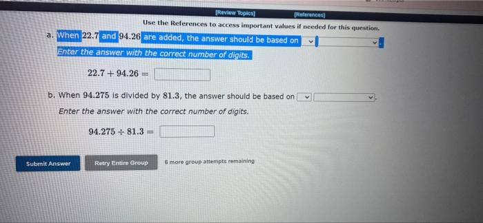 Review Topics References Use The References To Access Important Values If Needed For This Question A When 22 7 And 1