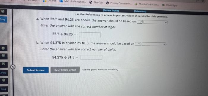 Review Topics References Use The References To Access Important Values If Needed For This Question A When 22 7 And 2