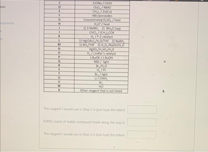 Design An Efficient Strategy For The Following Two Step Synthesis To Answer This Question Simply Type The Letter Of Th 2