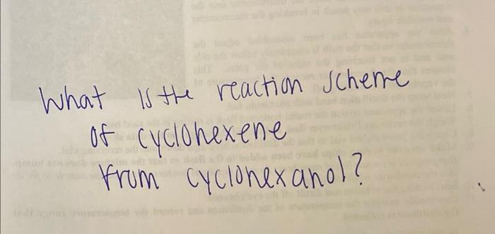 What Is The Reaction Scheme Of Cyclohexene From Cyclonexanol Experiment 06 Synthesis Of Cyclohexene By Acid Catalyzed 1