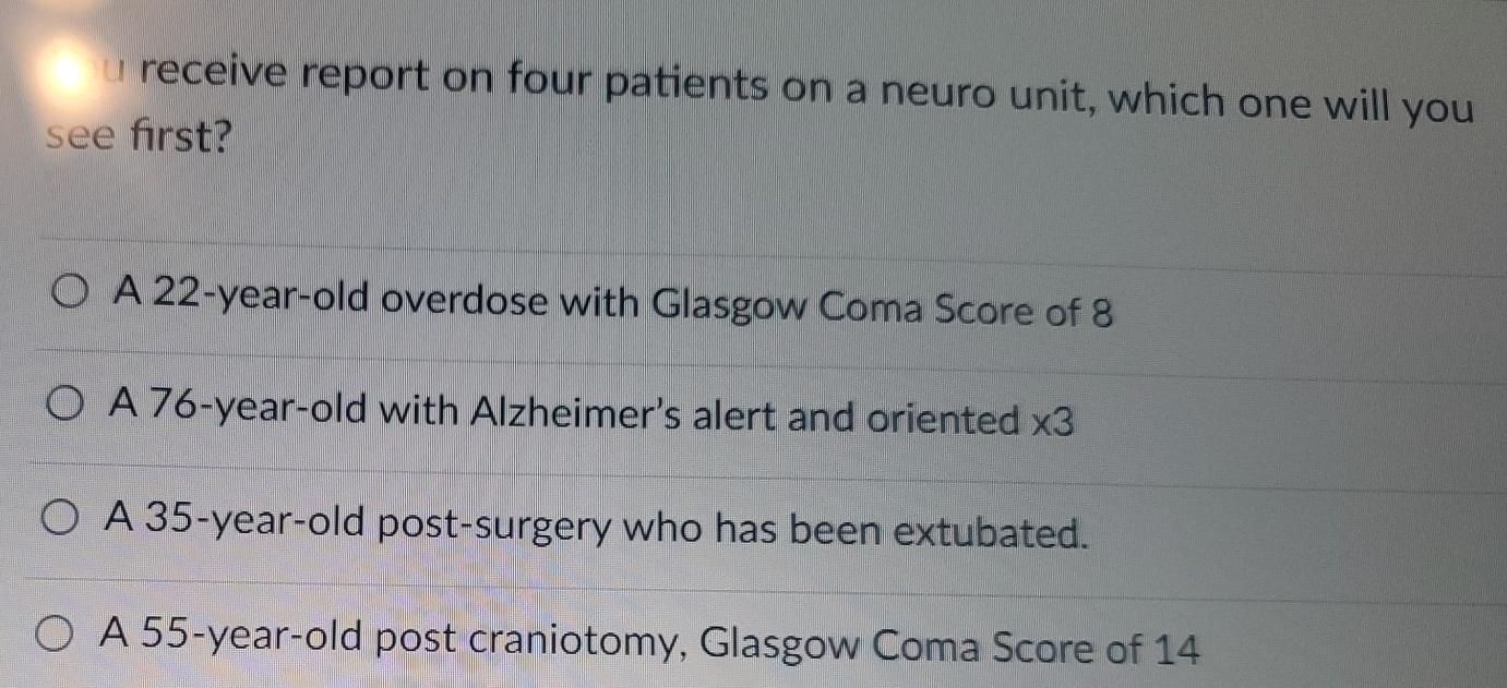 A Student Nurse Is Observing The Care Of A Patient In The Neuro Icu Which Of The Following Would Be Considered Appropri 2