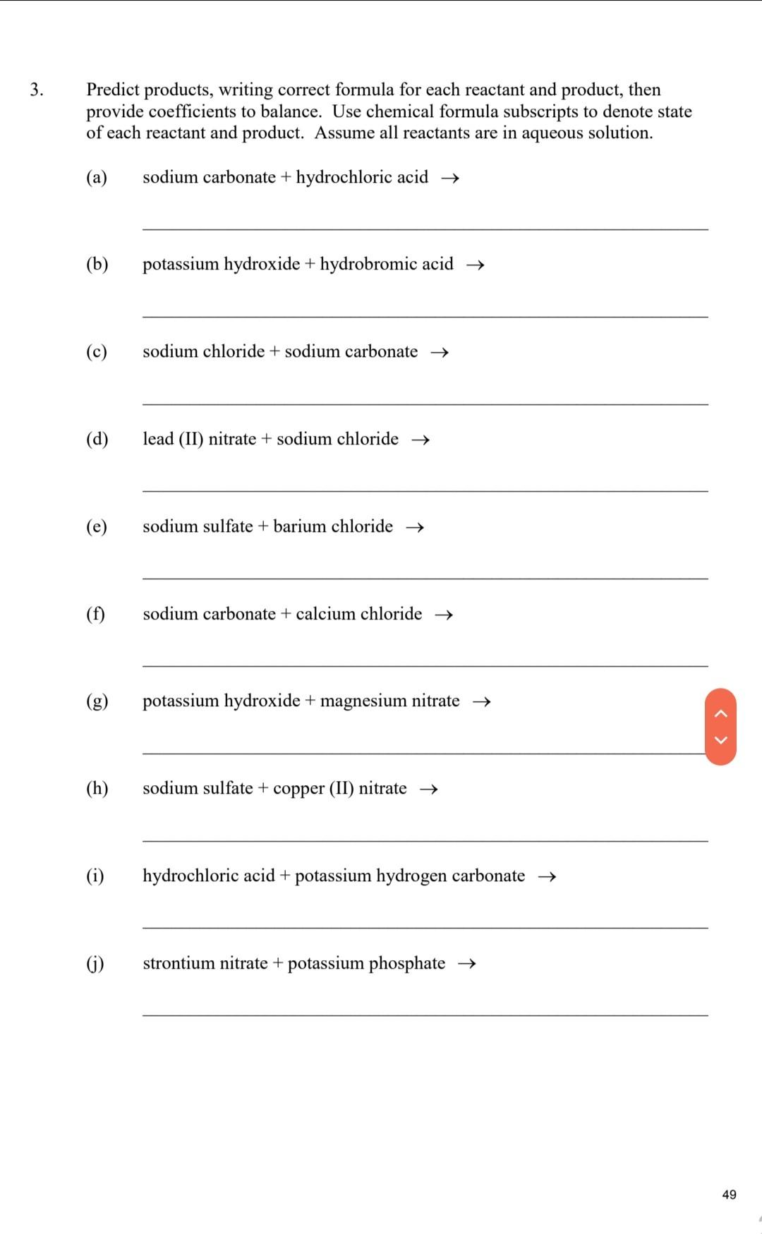 4 For Reactions Given In 3 Write Complete Ionic Equation And Net Ionic Equation A 6 50 3 Predict P 2