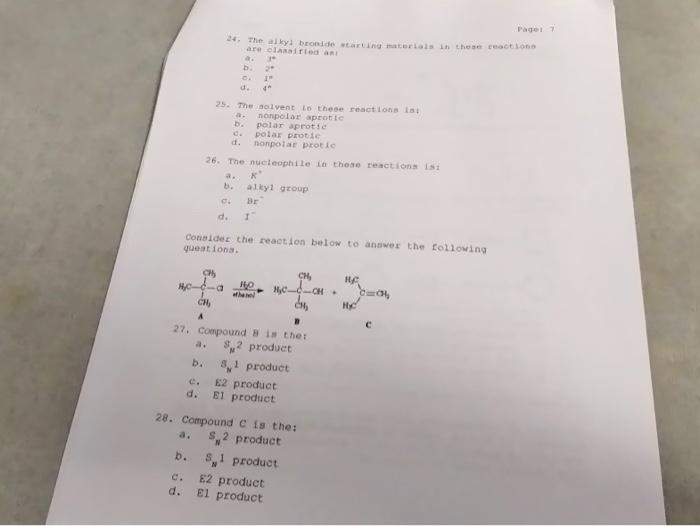 Hc 24 The Alkyl Bronide Starting Materials In These Reactions Are Classified An Ch 25 The Solvent In These Reactions 1
