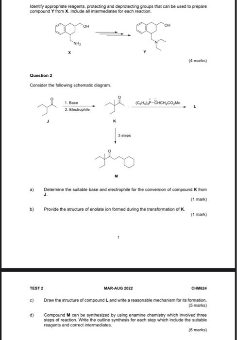 Identify Appropriate Reagents Protecting And Deprotecting Groups That Can Be Used To Prepare Compound Y From X Include 1
