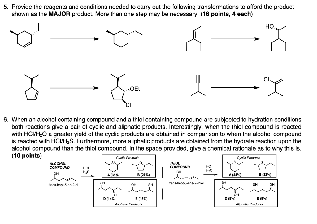 5 Provide The Reagents And Conditions Needed To Carry Out The Following Transformations To Afford The Product Shown As 1