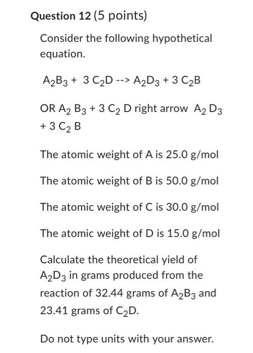 Question 14 5 Points Consider The Following Hypothetical Equation 2 Ab 1 Cd A D Cb Or 2 Ab Cd Right Arrow 3