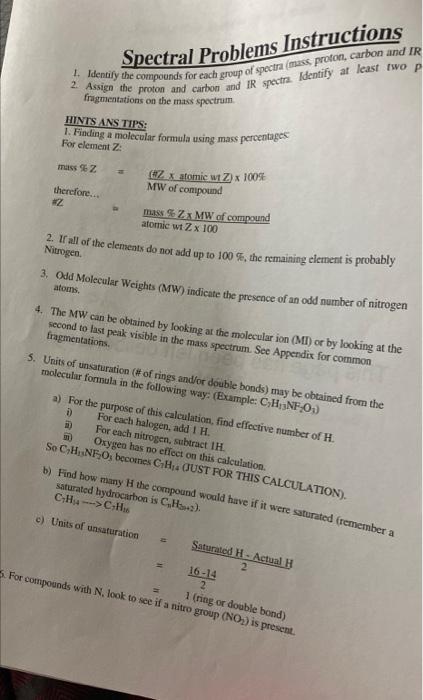 Spectral Problems Instructions 2 Assign The Proton And Carbon And Ir Spectra Identify At Least Two P 1 Identify The Co 1