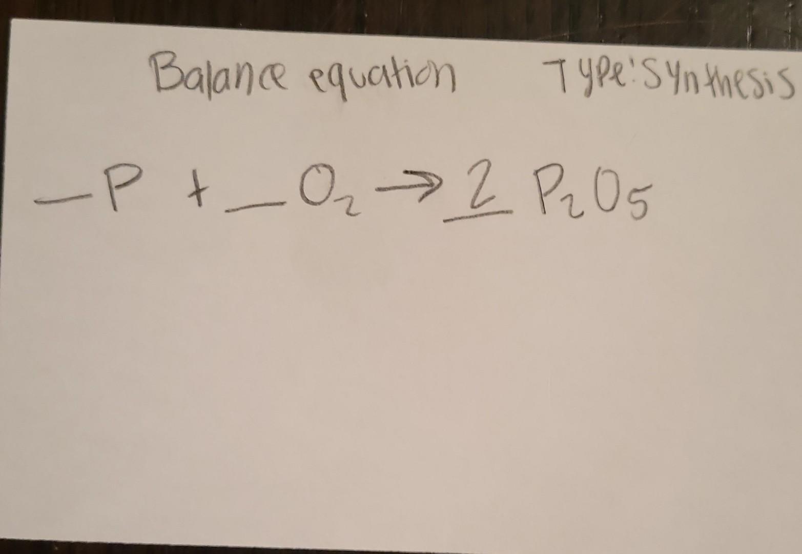 Balance Equation P 0 2 P205 Type Synthesis 1