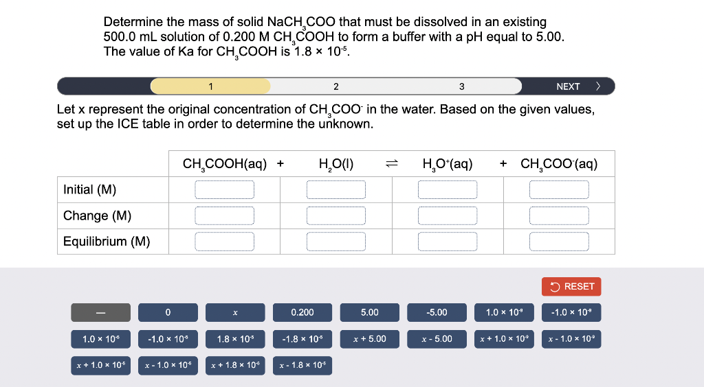 Determine The Mass Of Solid Nach Coo That Must Be Dissolved In An Existing 500 0 Ml Solution Of 0 200 M Ch Cooh To Form 1