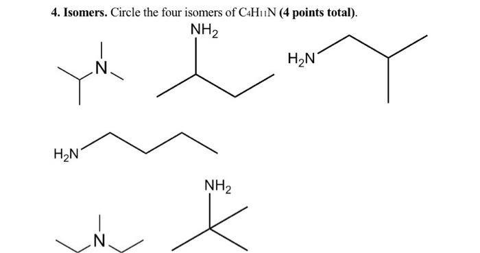 4 Isomers Circle The Four Isomers Of C4h N 4 Points Total Nh H N N Z N Nh H N 1