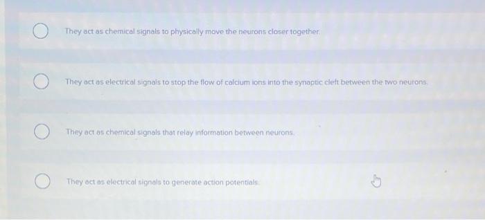 Synaptic Vesicles Contain Chemicals Called Neurotransmitters What Is The Function Of These Neurotransmitters They Act 2