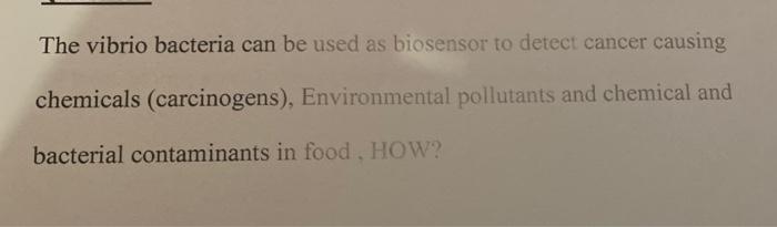 The Vibrio Bacteria Can Be Used As Biosensor To Detect Cancer Causing Chemicals Carcinogens Environmental Pollutants 1