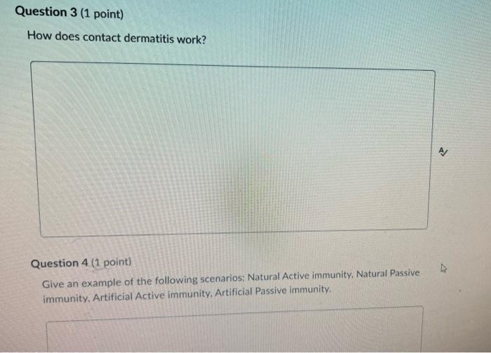 Question 3 1 Point How Does Contact Dermatitis Work Question 4 1 Point Give An Example Of The Following Scenarios 3