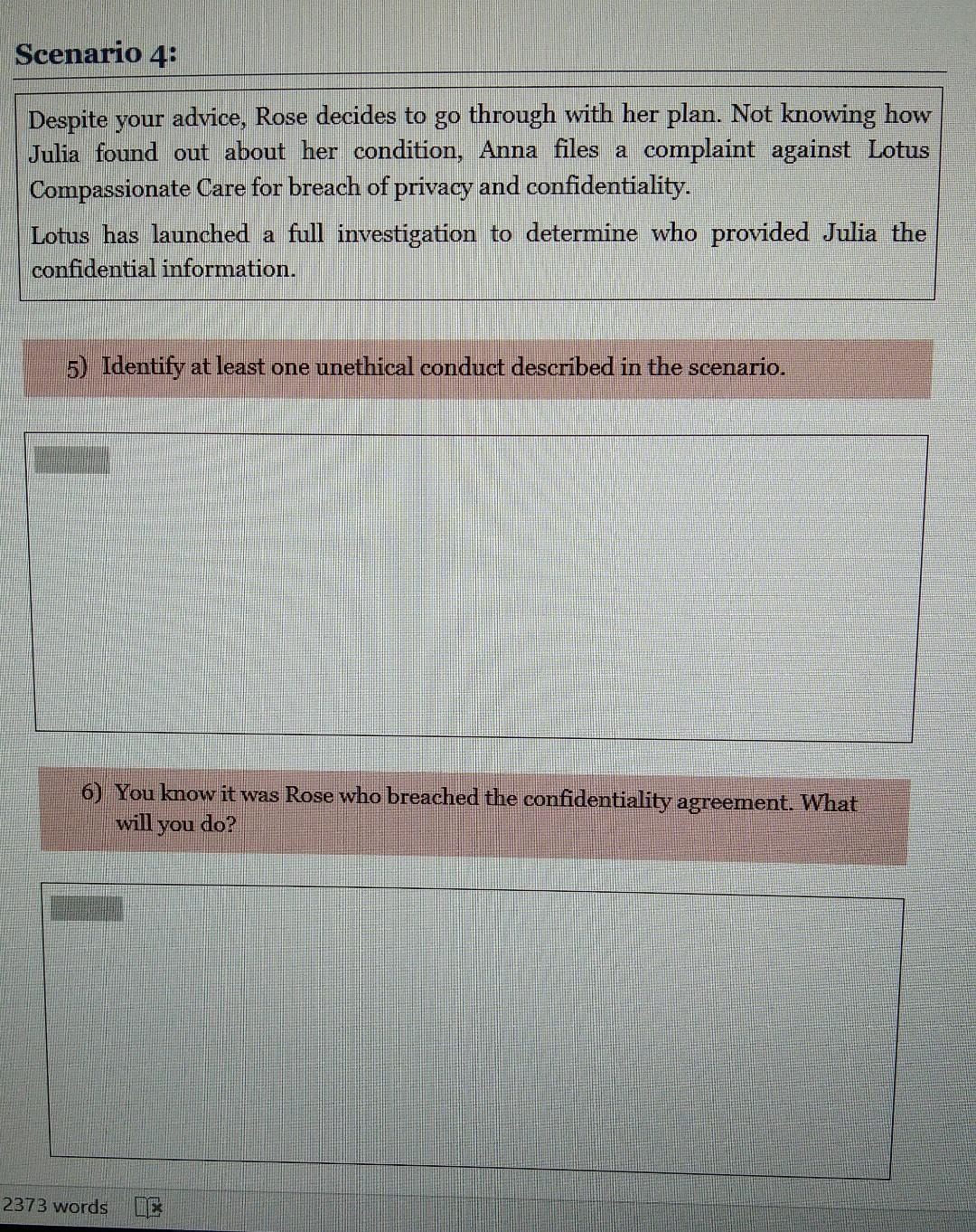 Scenario 4 Despite Your Advice Rose Decides To Go Through With Her Plan Not Knowing How Julia Found Out About Her Con 1