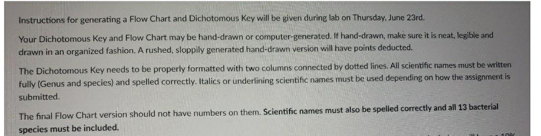 Instructions For Generating A Flow Chart And Dichotomous Key Will Be Given During Lab On Thursday June 23rd Your Dicho 1