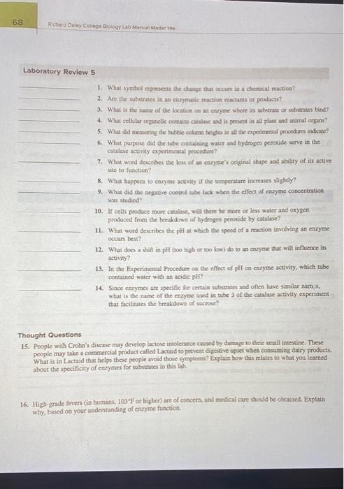 68 Richard Daley College Biology Lab Manual Mader Me Laboratory Review 5 1 What Symbol Represents The Change That Occur 1
