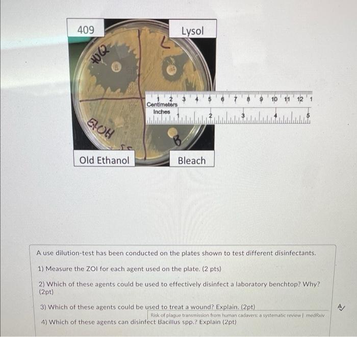 409 0q2 Eloh Old Ethanol 12 Centimeters Inches Lysol Bleach 10 11 12 1 A Use Dilution Test Has Been Conducted On The Pl 1