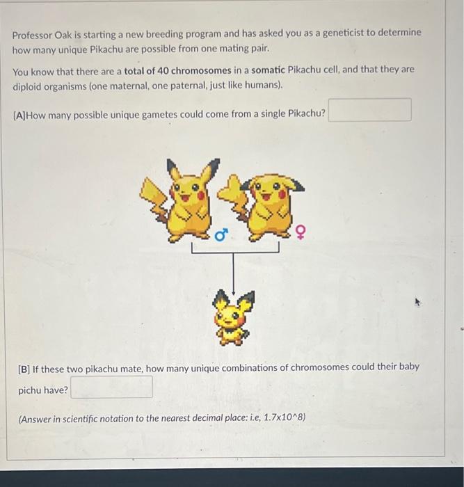 Professor Oak Is Starting A New Breeding Program And Has Asked You As A Geneticist To Determine How Many Unique Pikachu 1