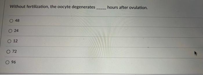 Without Fertilization The Oocyte Degenerates Hours After Ovulation 48 O 24 O 12 O 72 096 How Many Phases Of Fertiliza 1