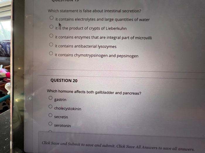 Question 1 Which Of The Following Is Noqproduced By Hepatocytes Albumins Prothrombin O Bile Lipoproteins Secretin Quest 10