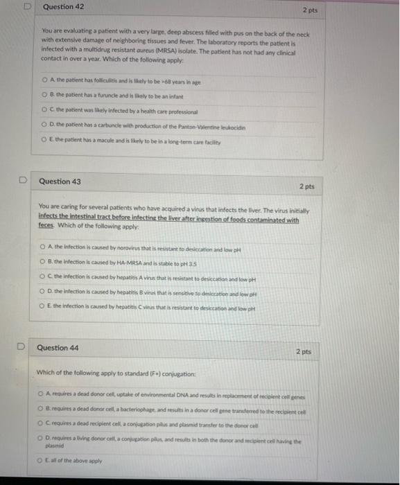 Question 42 You Are Evaluating A Patient With A Very Large Deep Abscess Filled With Pus On The Back Of The Neck With Ex 1