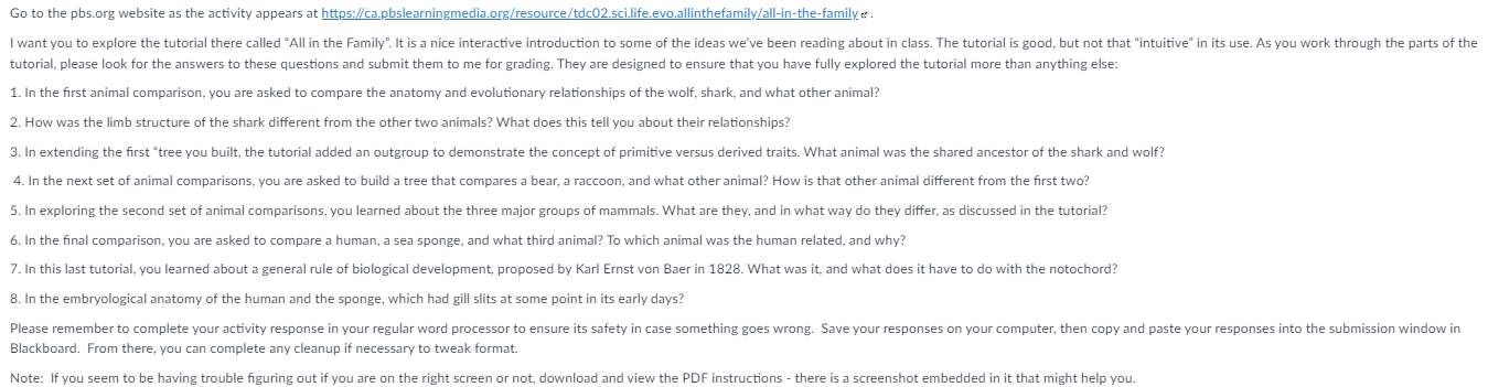 Go To The Pbs Org Website As The Activity Appears At Https Ca Pbslearningmedia Org Resource Tdc02 Sci Life Evo Allinth 1