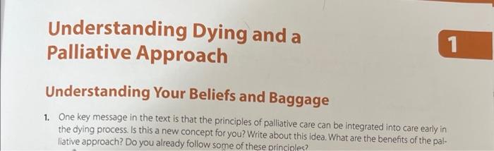 Understanding Dying And A Palliative Approach 1 Understanding Your Beliefs And Baggage 1 One Key Message In The Text Is 1