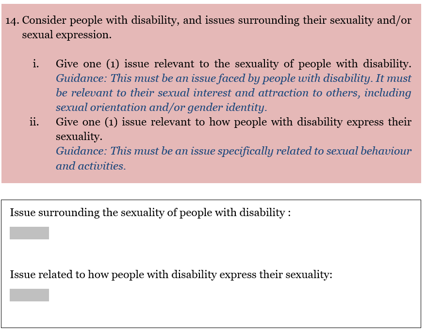 14 Consider People With Disability And Issues Surrounding Their Sexuality And Or Sexual Expression I Give One 1 Is 1