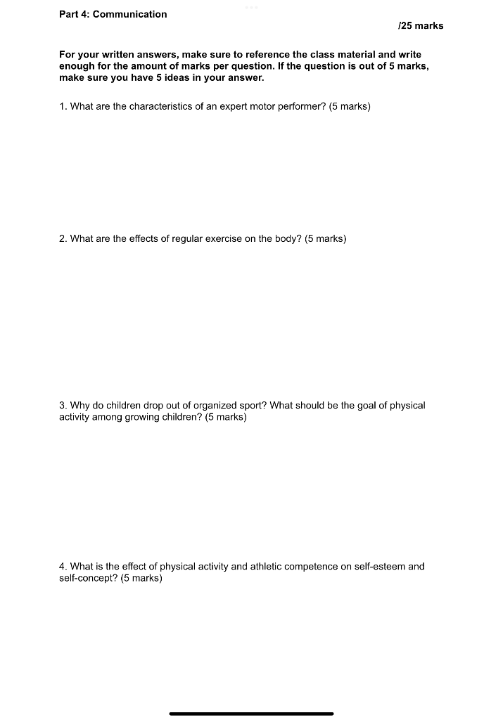Part 4 Communication 25 Marks For Your Written Answers Make Sure To Reference The Class Material And Write Enough For 1