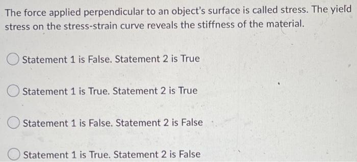 Stress Is None Of The Included Answers Is Correct Deformation Caused By Applied Force Change In Length Original Length 2