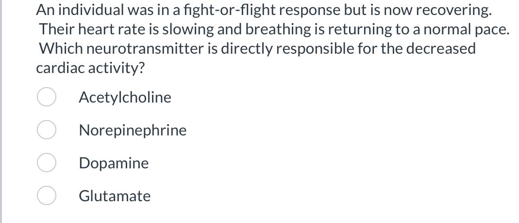 An Individual Was In A Fight Or Flight Response But Is Now Recovering Their Heart Rate Is Slowing And Breathing Is Retu 1