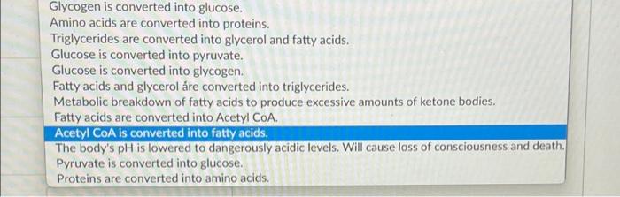 Help Me Match The List Below With It S Definition Glycogenesis Glycogenolysis Gluconeogenesis Glycolysis Lipolysis Fatty 1