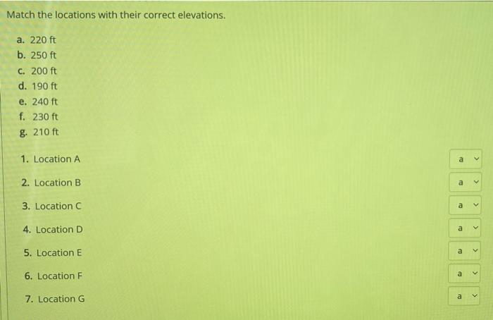 Match The Locations With The Correct Elevations 273 X247 2007 Tatu Match The Locations With Their Correct Elevation 2