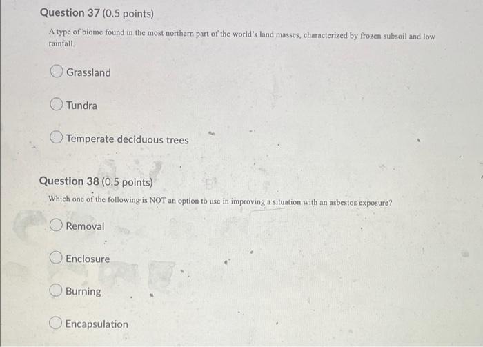 1 Question 39 0 5 Points The Concept Of Adaptations To Life In A Specific Environment That Reduce Competition Among Sp 2