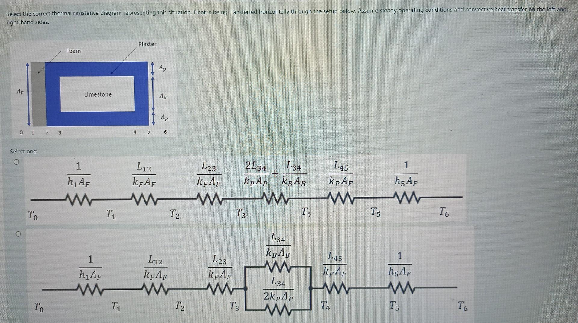 Select The Correct Thermal Resistance Diagram Representing This Situation Heat Is Being Transferred Horizontally Throug 1