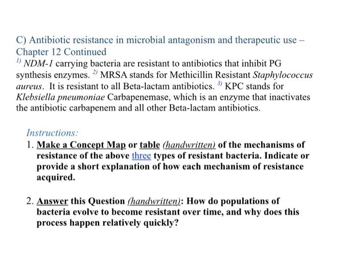C Antibiotic Resistance In Microbial Antagonism And Therapeutic Use Chapter 12 Continued Ndm 1 Carrying Bacteria Are 1