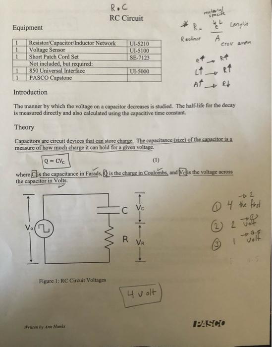 Equipment 1 1 1 1 1 Resistor Capacitor Inductor Network Ui 5210 Voltage Sensor Ui 5100 Short Patch Cord Set Se 7123 Not 1