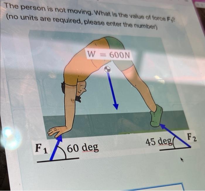 The Person Is Not Moving What Is The Value Of Force F No Units Are Required Please Enter The Number W 600n F 60 60 1