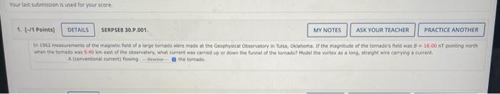 Your Last Submission Is Used For Your Score Details 1 1 Points H 1962 Measurements Of The Magnetic Field Of A Larg 1