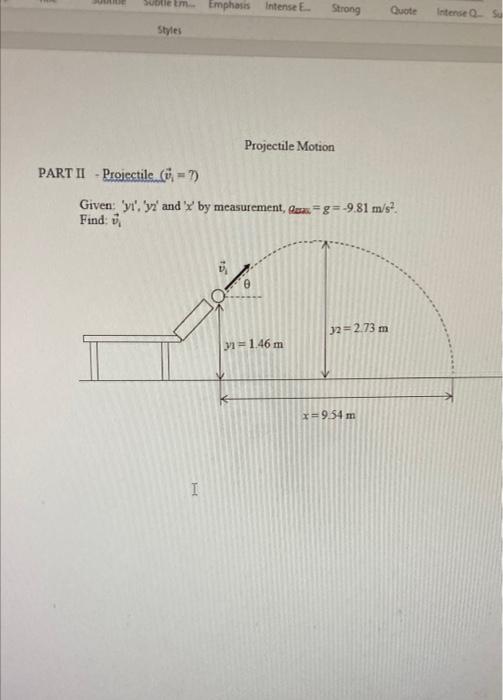 Subtle Em Emphasis Intense E Strong Styles Part Ii Projectile 7 I Projectile Motion Given Y Y And X By 1