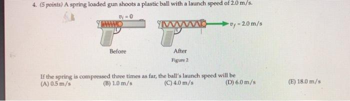 4 5 Points A Spring Loaded Gun Shoots A Plastic Ball With A Launch Speed Of 2 0 M S Di 0 Before After Figure 2 Vy 2 1