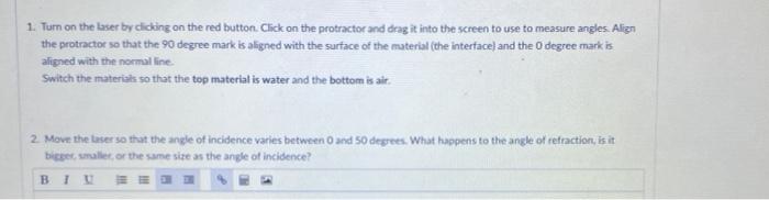 1 Turn On The Laser By Clicking On The Red Button Click On The Protractor And Drag It Into The Screen To Use To Measur 1