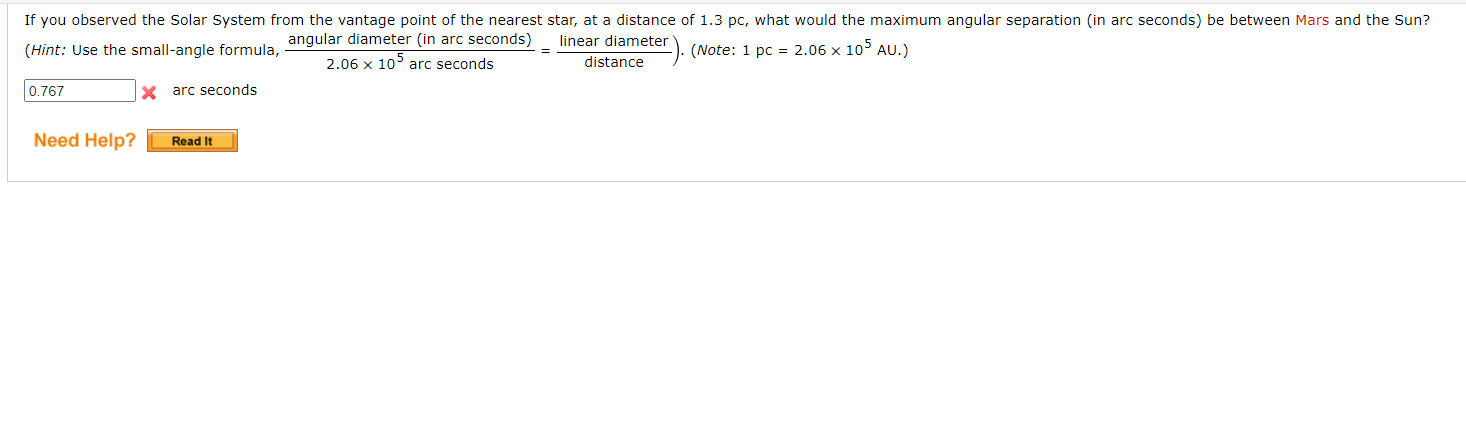 If You Observed The Solar System From The Vantage Point Of The Nearest Star At A Distance Of 1 3 Pc What Would The Max 1