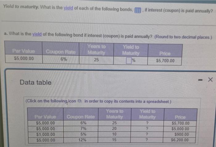 Yield To Maturity What Is The Yield Of Each Of The Following Bonds If Interest Coupon Is Paid Annually A What Is T 1